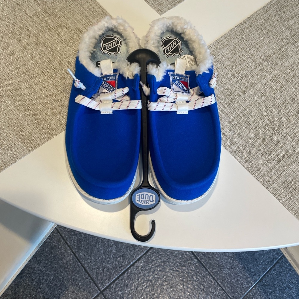 NHL NY Rangers Hey Dude Royal Blue Slippers with White Accents